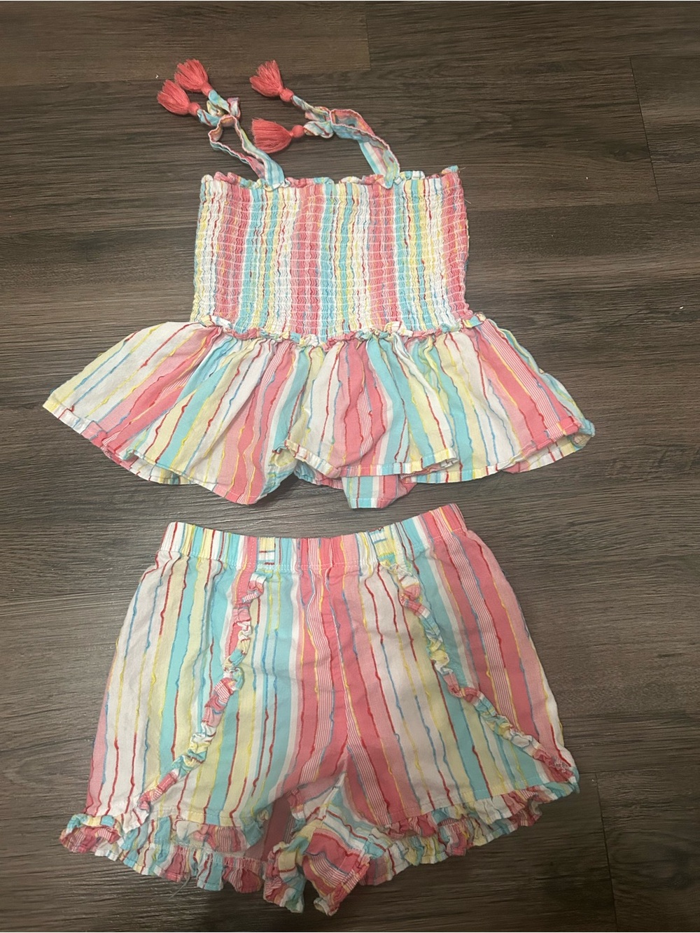 3/$12 Bonnie Jean 2-Piece Pink and Blue Stripe Set Girls Size 6